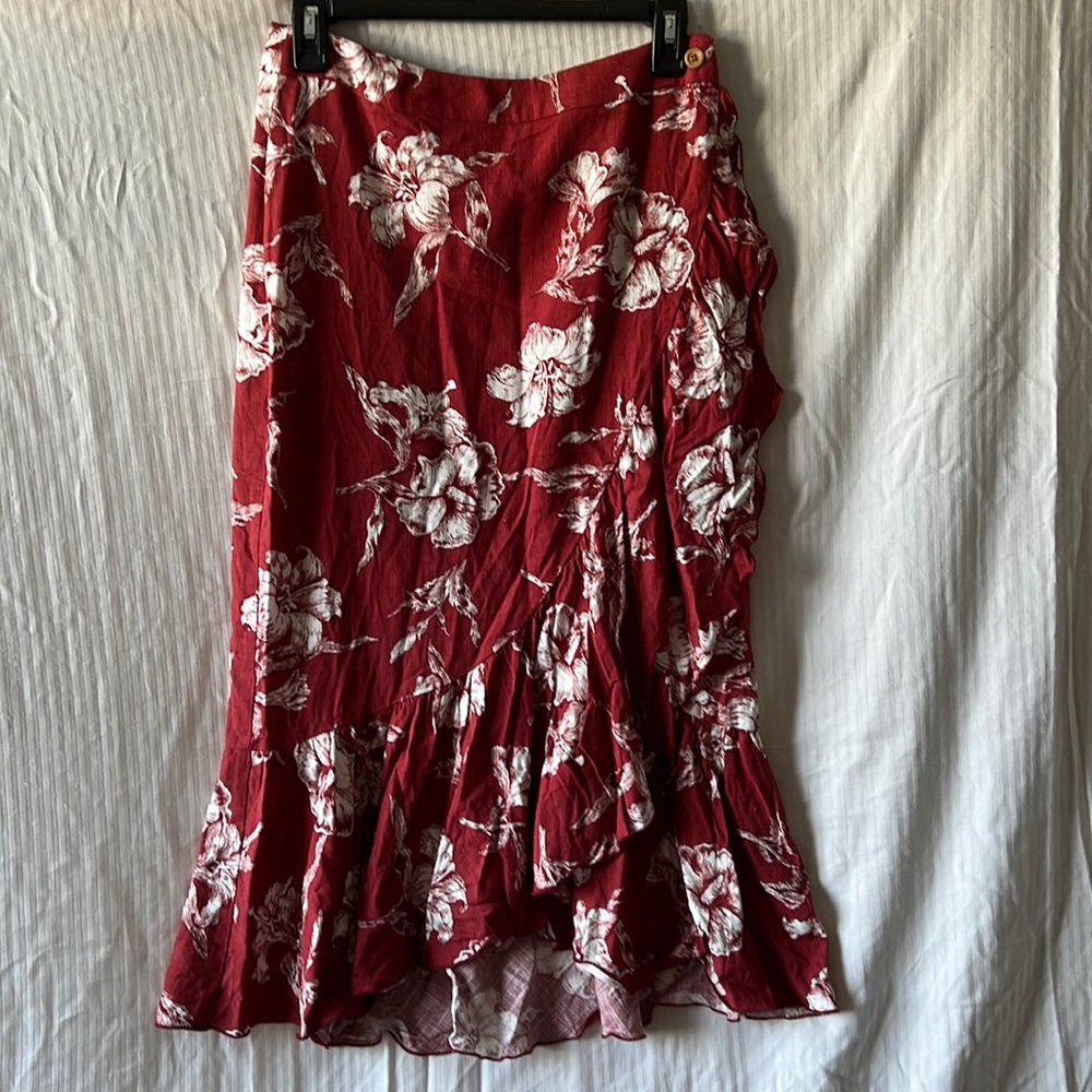 Zara wrapped midi skirt with ruffles